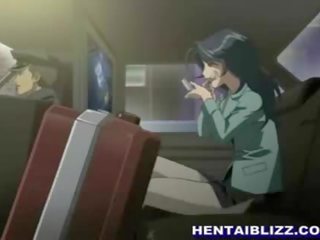 A gun in mouth starts hentai girls pussy wet