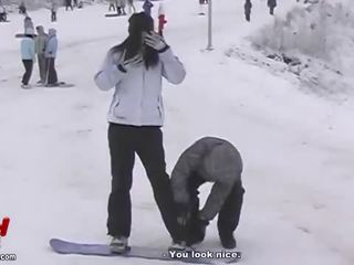 Asiatic cuplu nebuna snowboarding și sexual adventures film