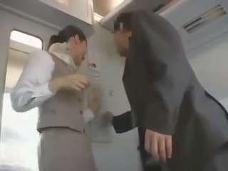 Японки влак attendant облечена жена гол мъж удар работа конте 140