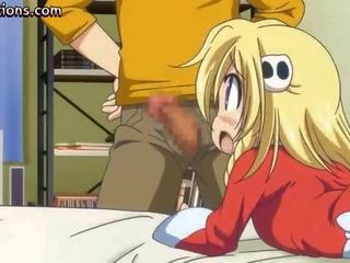 Vājas anime blondīne aizņem liels peter