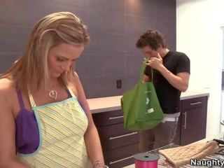 Blonde nubile femme fatale Nails Teenaged Stud While She Is Cooking