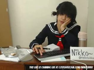 Japanese school lady in detention.