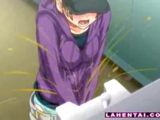 Manga mlada ženska na na stranišče