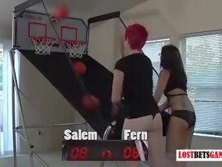 Two cute girls salem and fern play strip basket dasamuka shootout