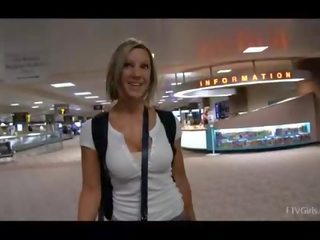 Anne incredibly fabulous blonde flashing big natural tits in public