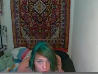 Soi suçage sur webcam à partir de fume brunette